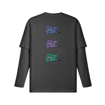 Crazy Ghost Faux-Layered Long Sleeve